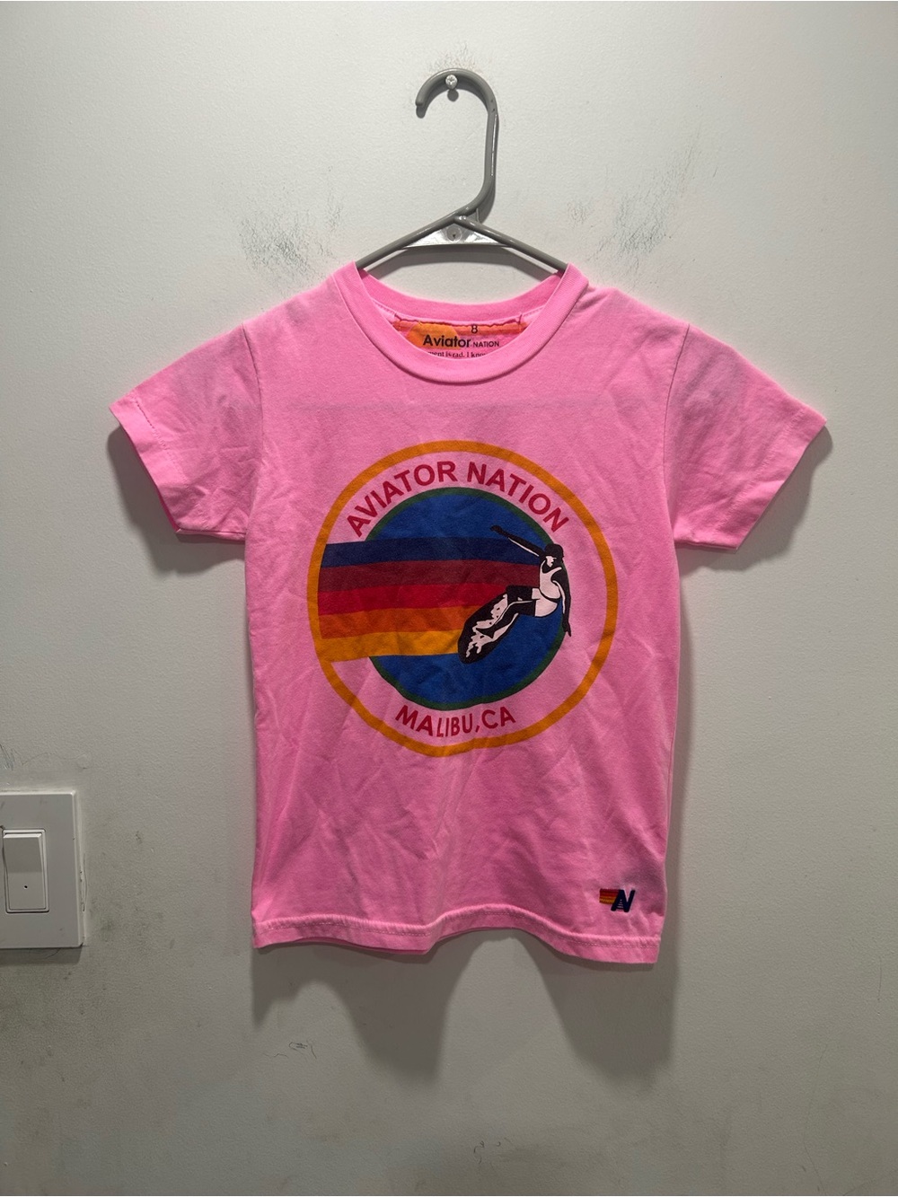 Aviator Nation Kids Pink Graphic Tee - Malibu Logo